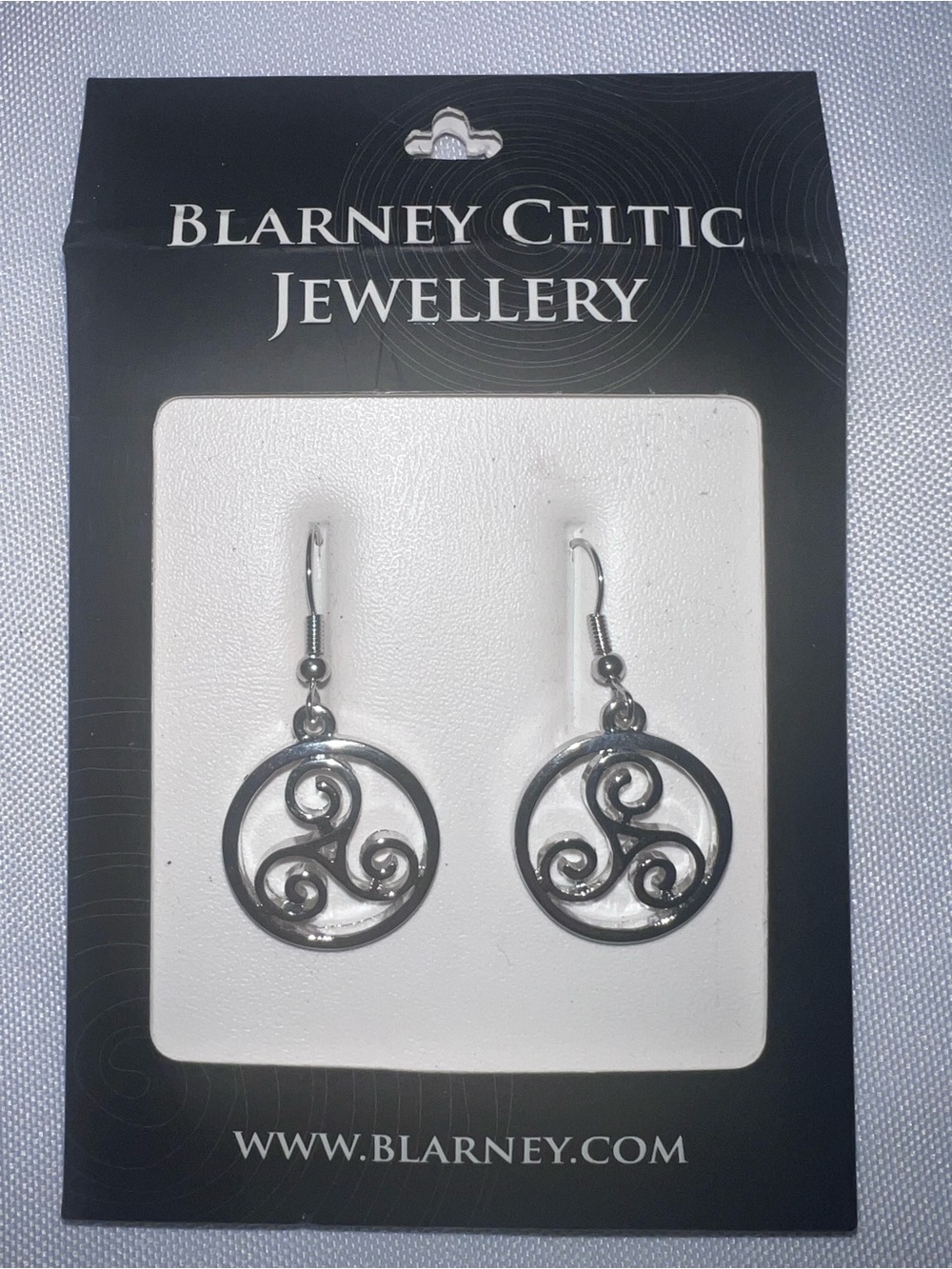 Blarney Celtic Silver Triskelion Drop Earrings